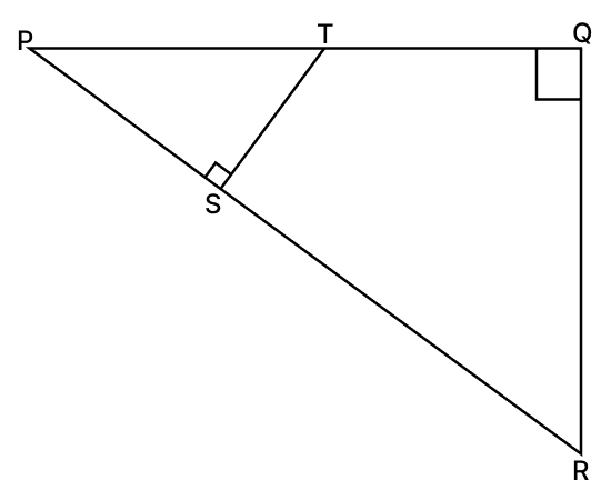 In the given figure, ∠PQR = ∠PST = 90°, PQ = 5 cm and PS = 2 cm. Similarity of Triangles, RSA Mathematics Solutions ICSE Class 10.