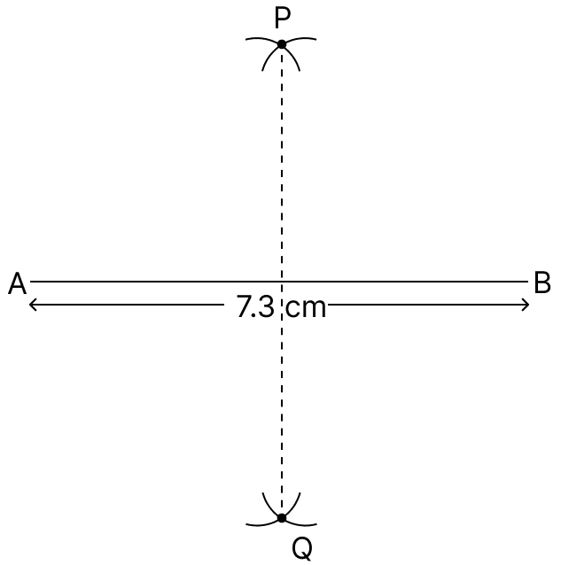 Construct a straight line AB = 7.3 cm. Draw its line of symmetry (using a pair of compasses). Symmetry, Foundation Mathematics R.S. Aggarwal ICSE Class 7.