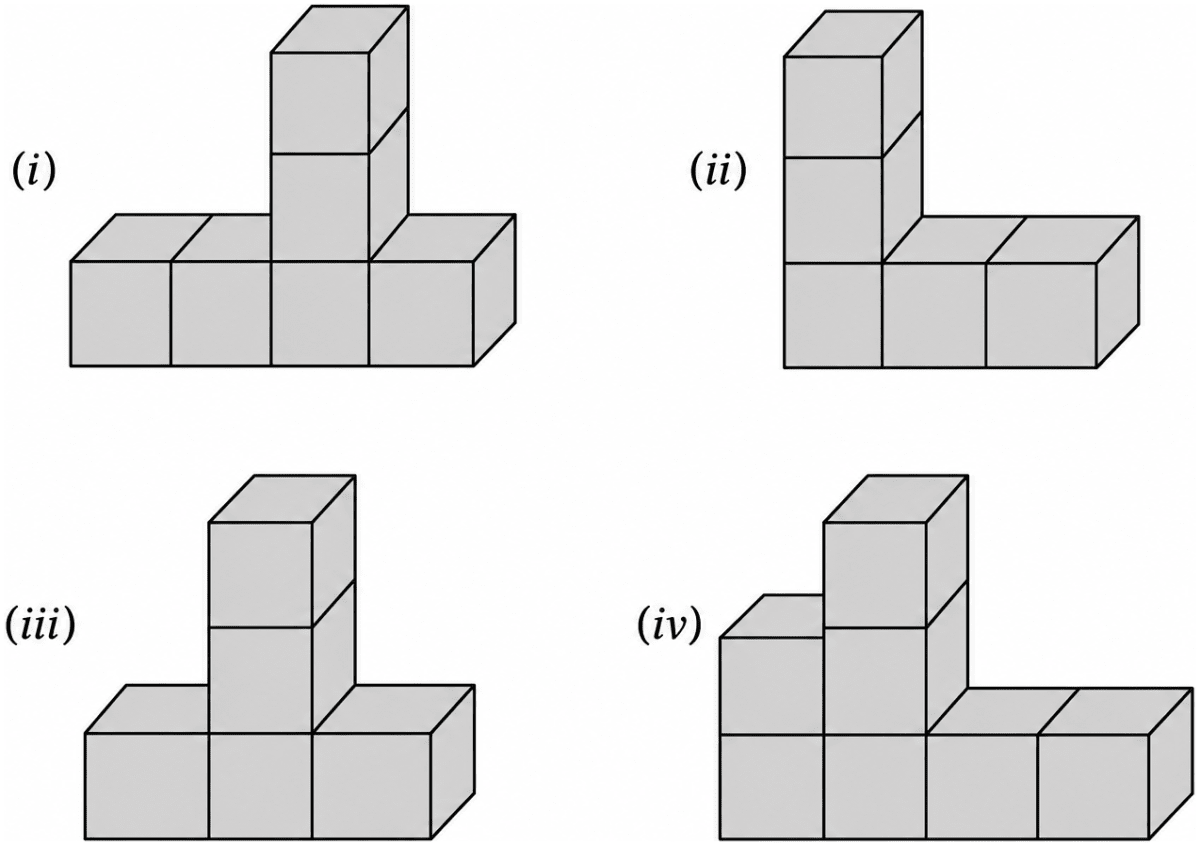 Choose the correct top view of the following jointed figure | KnowledgeBoat