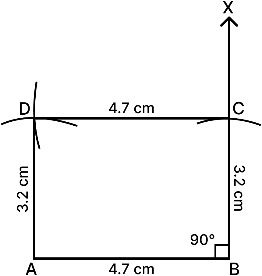 Construct a rectangle whose adjacent sides are 4.7 cm and | KnowledgeBoat