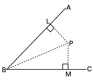 In the given figure, P is a point in the interior of ∠ABC. If PL ⊥ BA and PM ⊥ BC such that PL = PM, prove that BP is the bisector of ∠ABC.R.S. Aggarwal Mathematics Solutions ICSE Class 9.