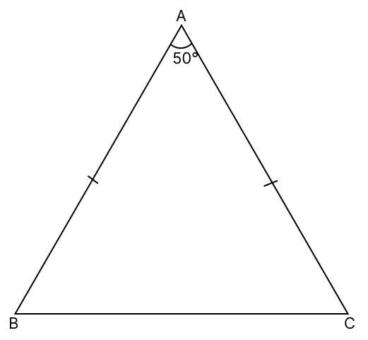 In a △ABC, AB = AC and ∠A = 50°, find ∠B and ∠C. R.S. Aggarwal Mathematics Solutions ICSE Class 9.
