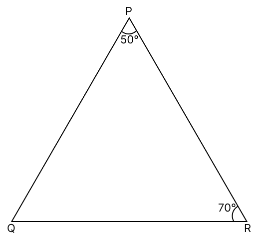 In a △PQR, ∠P = 50° and ∠R = 70°. Name : R.S. Aggarwal Mathematics Solutions ICSE Class 9.