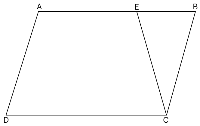 Rajbeer is a farmer. He has a plot of land in the shape of a quadrilateral ABCD as shown in the figure. In ABCD, AB ∥ CD and AD ∥ BC. He divided the field into two parts, viz, triangle BCE and trapezium CDAE by making an embankment CE such that CE = AD. Quadrilaterals, R.S. Aggarwal Mathematics Solutions ICSE Class 9.