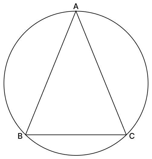 There is a circular park in a colony. The diameter of the park is 40 m. Three poles A, B and C have been eracted at equal distances on the boundary of the park. These poles have been connected with each other using straight wires, as shown in the figure. Chord Properties of a Circle, R.S. Aggarwal Mathematics Solutions ICSE Class 9.