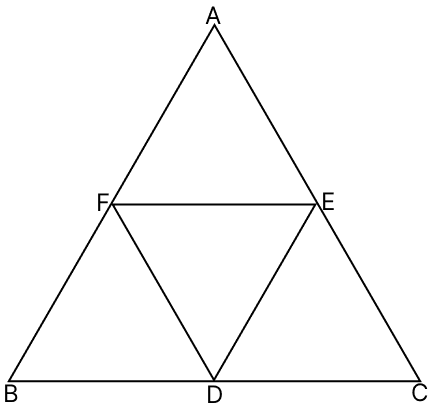 In the given figure, D, E, F are the mid-points of the sides BC, CA and AB respectively.R.S. Aggarwal Mathematics Solutions ICSE Class 9.