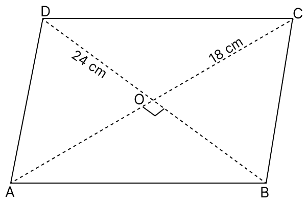 The lengths of diagonals of a rhombus are 24 cm and 18 cm respectively, length of each side of the rhombus is. Quadrilaterals, R.S. Aggarwal Mathematics Solutions ICSE Class 9.