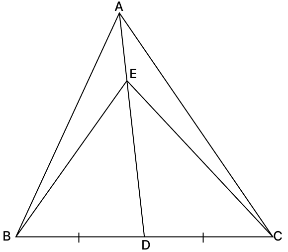 In the given figure, D is the mid-point of BC and E is any point on AD. Prove that. Quadrilaterals, R.S. Aggarwal Mathematics Solutions ICSE Class 9.