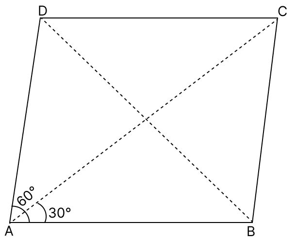 ABCD is a parallelogram in which ∠BAD = 60° and ∠BAC = 30°, then ∠CBD. Quadrilaterals, R.S. Aggarwal Mathematics Solutions ICSE Class 9.