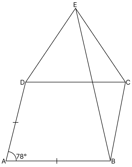 In the given figure, ABCD is rhombus and △EDC is a equilateral. If ∠BAD = 78°, calculate Quadrilaterals, R.S. Aggarwal Mathematics Solutions ICSE Class 9.