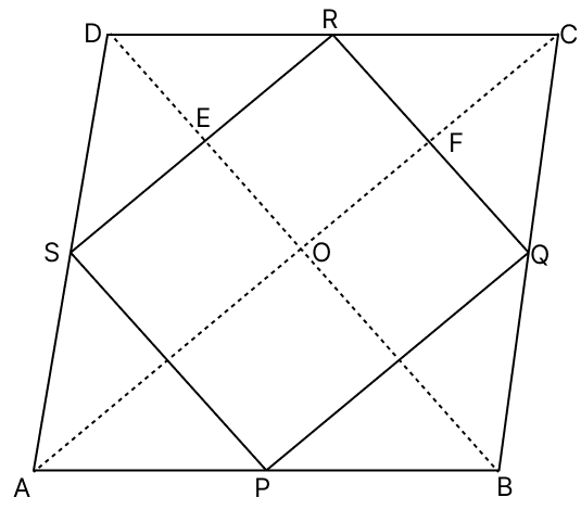 Show that the quadrilateral formed by joining the mid-points of the pairs of adjacent sides of a rhombus is a rectangle. R.S. Aggarwal Mathematics Solutions ICSE Class 9.