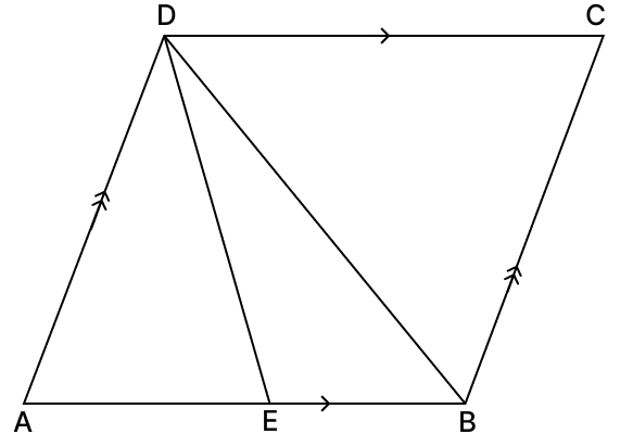 E is the mid-point of the side AB of a parallelogram ABCD. If the area of the ABCD is 60 sq. cm, then the area of ΔBDE is. Quadrilaterals, R.S. Aggarwal Mathematics Solutions ICSE Class 9.