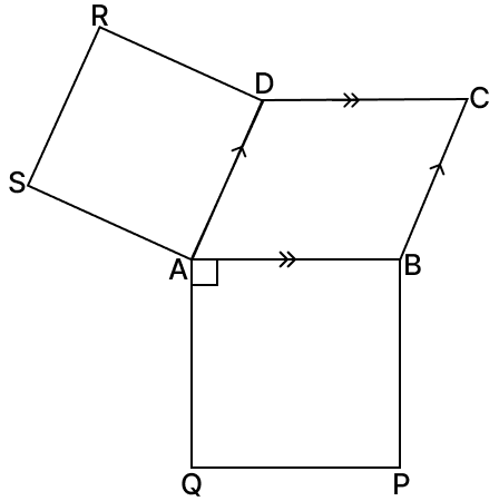 Squares ABPQ and ADRS are drawn on the sides AB and AD of a parallelogram ABCD. Prove that: R.S. Aggarwal Mathematics Solutions ICSE Class 9.