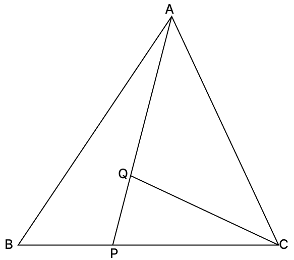 In the given figure, P is a point on side BC of ΔABC such that BP : PC = 1 : 2 and Q is a point on AP such that PQ : QA = 2 : 3. Show that. Quadrilaterals, R.S. Aggarwal Mathematics Solutions ICSE Class 9.