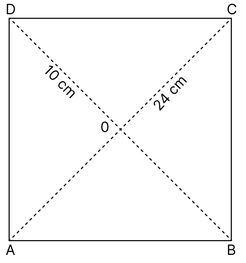 If the lengths of the diagonals of a rhombus are 24 cm and 10 cm, then the length of its each side is. Quadrilaterals, R.S. Aggarwal Mathematics Solutions ICSE Class 9.