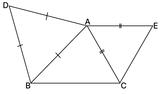 Equilateral triangle ABD and ACE are drawn on the sides AB and AC of △ABC as shown in the figure. Prove that : R.S. Aggarwal Mathematics Solutions ICSE Class 9.