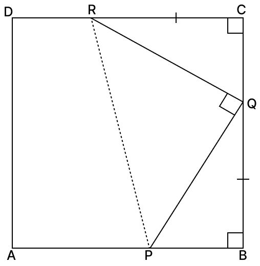 In the given figure, ABCD is a square and P, Q, R are points on AB, BC and CD respectively such that AP = BQ = CR and ∠PQR = 90°. Prove that: R.S. Aggarwal Mathematics Solutions ICSE Class 9.