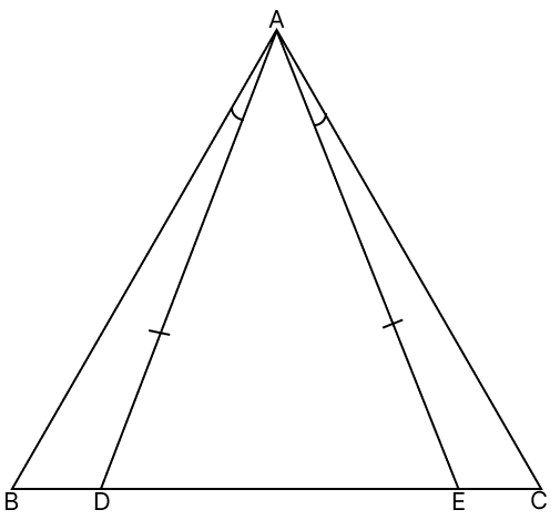 In the given figure, AD = AE and ∠BAD = ∠CAE. Prove that : AB = AC. R.S. Aggarwal Mathematics Solutions ICSE Class 9.