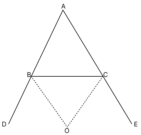 The sides AB and AC of △ABC are produced to D and E respectively and the bisectors of ∠CBD and ∠BCE meet at O. R.S. Aggarwal Mathematics Solutions ICSE Class 9.