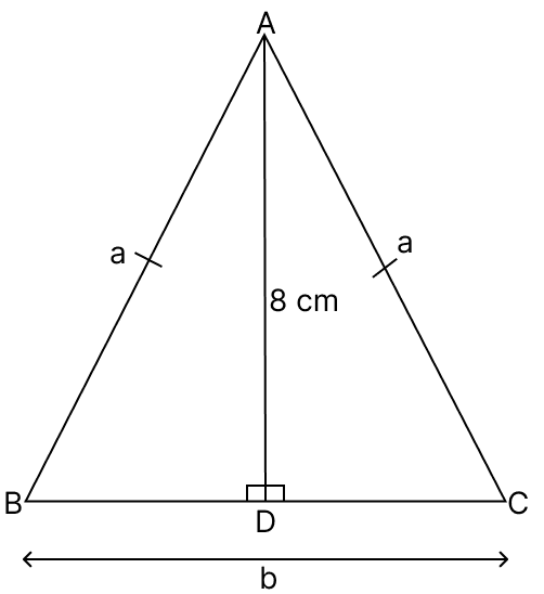 The altitude drawn to the base of an isosceles triangle is 8 cm and the perimeter is 32 cm. Find the area of the triangle. ARC Properties of Circle, R.S. Aggarwal Mathematics Solutions ICSE Class 9.