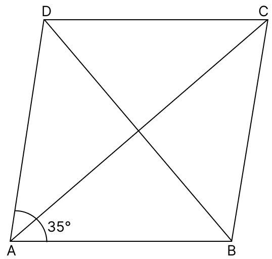 Diagonals of a quadrilateral ABCD bisect each other. If ∠A = 35°, then ∠B is equal to Quadrilaterals, R.S. Aggarwal Mathematics Solutions ICSE Class 9.