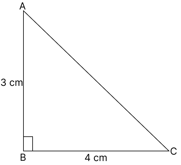 In a right angled △ABC, if ∠ABC = 90, AB = 3 cm, BC = 4 cm, then sin A = cos C. Trigonometrical Ratios, R.S. Aggarwal Mathematics Solutions ICSE Class 9.