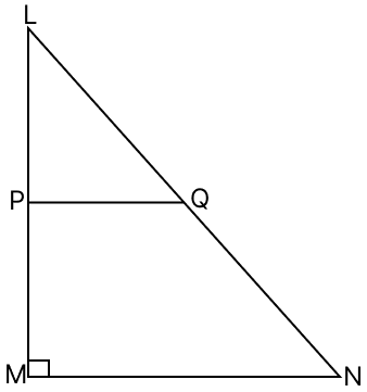 In the given figure, LMN is a right triangle in which ∠M = 90°, P and Q are mid-points of LM and LN respectively. If LM = 9 cm, MN = 12 cm and LN = 15 cm, find :R.S. Aggarwal Mathematics Solutions ICSE Class 9.