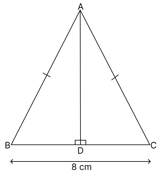 The length of the base and the area of an isosceles triangle are respectively 8 cm and 12. ARC Properties of Circle, R.S. Aggarwal Mathematics Solutions ICSE Class 9.