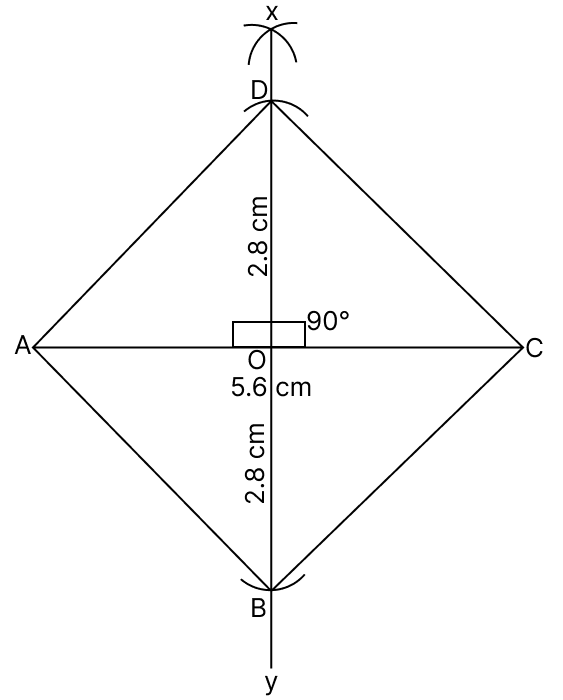 Construct a square one of whose diagonals is 5.6 cm. Quadrilaterals, R.S. Aggarwal Mathematics Solutions ICSE Class 9.
