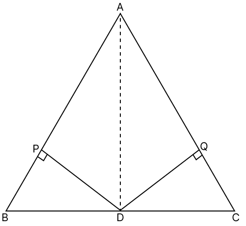 In the given figure, AB = AC; D is the mid-point of BC; DP ⊥ BA and DQ ⊥ CA. Prove that: R.S. Aggarwal Mathematics Solutions ICSE Class 9.