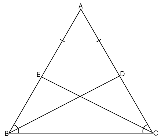 prove that the bisectors of the base angles of an isosceles triangle are equal. R.S. Aggarwal Mathematics Solutions ICSE Class 9.