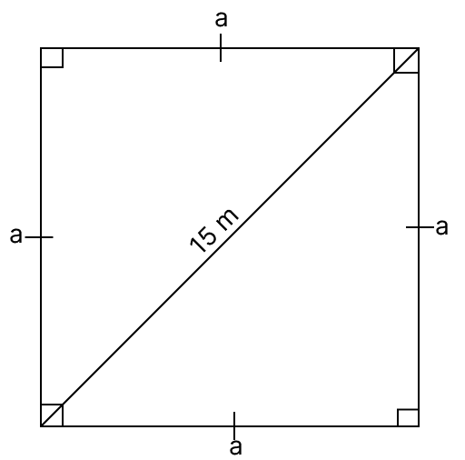 Find the area and perimeter of a square plot of land whose diagonal is 15 m. Give your answer correct to two decimal places. ARC Properties of Circle, R.S. Aggarwal Mathematics Solutions ICSE Class 9.