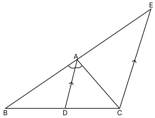 In the given figure, AD is the internal bisector of ∠A and CE || DA. If CE meets BA produced at E, prove that △CAE is isosceles. R.S. Aggarwal Mathematics Solutions ICSE Class 9.