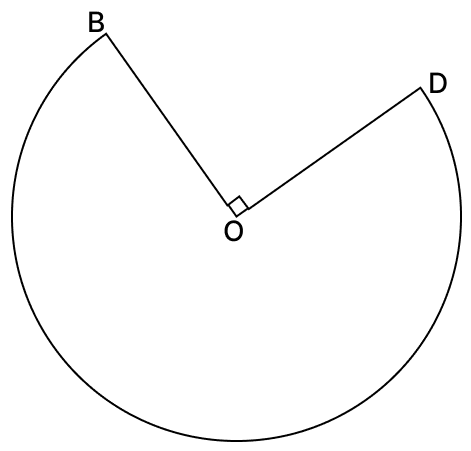 The shape of the top of a table in a restaurant is that of a segment of a circle with centre O and ∠BOD = 90. Circumference & Area of a Circle, R.S. Aggarwal Mathematics Solutions ICSE Class 9.