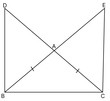 In the adjoining figure, AB = AC. If DB ⊥ BC and EC ⊥ BC, prove that : R.S. Aggarwal Mathematics Solutions ICSE Class 9.