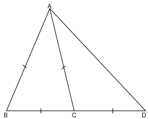 In the given figure, △ABC is an equilateral triangle and BC is produced to D such that BC = CD. Prove that AD ⊥ AB. R.S. Aggarwal Mathematics Solutions ICSE Class 9.
