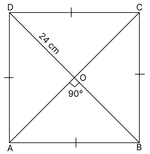 The perimeter of a rhombus is 52 cm. If one of its diagonals is 24 cm long, find: ARC Properties of Circle, R.S. Aggarwal Mathematics Solutions ICSE Class 9.