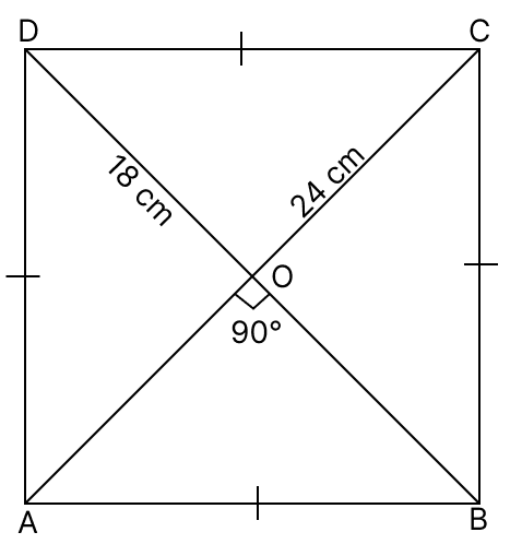 The area of a rhombus is 216 cm2 and one of its diagonals measures 24 cm. Find. ARC Properties of Circle, R.S. Aggarwal Mathematics Solutions ICSE Class 9.