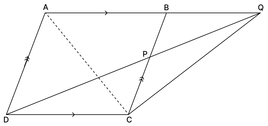 In the adjoining figure, ABCD is a parallelogram. P is a point on BC such that BP : PC = 1 : 2. Quadrilaterals, R.S. Aggarwal Mathematics Solutions ICSE Class 9.