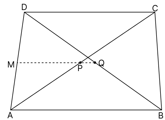 ABCD is a trapezium and P and Q are the mid-points of the diagonals of AC and BD. Then PQ is equal to. Quadrilaterals, R.S. Aggarwal Mathematics Solutions ICSE Class 9.