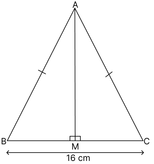 The base of an isosceles triangle is 16 cm and its area is 48 cm. The perimeter of the triangle is ARC Properties of Circle, R.S. Aggarwal Mathematics Solutions ICSE Class 9.