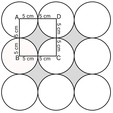 In the figure, if the radius of each circle is 5 cm, then area of the shaded region is. Circumference & Area of a Circle, R.S. Aggarwal Mathematics Solutions ICSE Class 9.