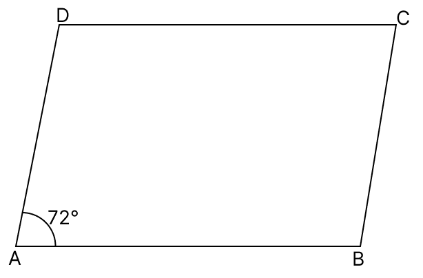 ABCD is a parallelogram in which ∠A = 72°. Measures of ∠B, ∠C and ∠D respectively will be. Quadrilaterals, R.S. Aggarwal Mathematics Solutions ICSE Class 9.