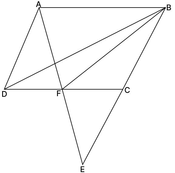 In the figure, ABCD is a parallelogram in which BC is produced to E such that CE = BC. AE intersects CD at F. If area of ΔDFB is 3 cm. Quadrilaterals, R.S. Aggarwal Mathematics Solutions ICSE Class 9.