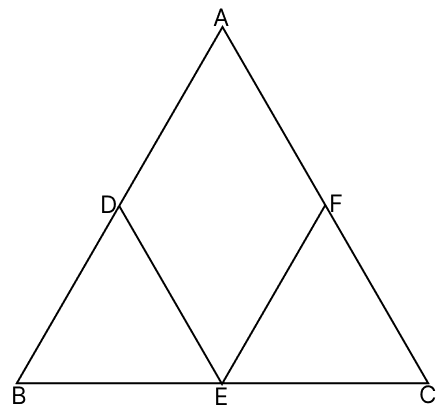 In the given figure, D, E, F are respectively the mid-points of the sides AB, BC and CA of △ABC. Prove that ADEF is a parallelogram.R.S. Aggarwal Mathematics Solutions ICSE Class 9.