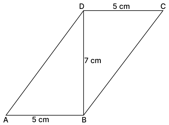 Area of parallelogram ABCD in the figure will be. Quadrilaterals, R.S. Aggarwal Mathematics Solutions ICSE Class 9.