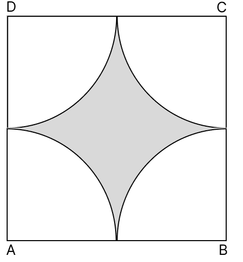 In the given figure, ABCD is a square of side 14 cm and A, B, C, D are centres of circular arcs, each of radius 7 cm. Find the area of shaded region. Circumference & Area of a Circle, R.S. Aggarwal Mathematics Solutions ICSE Class 9.