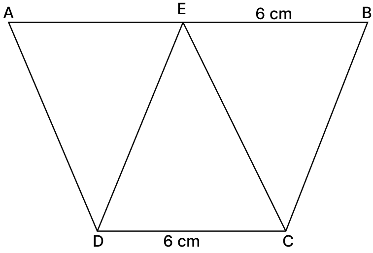 In the given figure, ABCD is a trapezium in which AB || CD. If area of △BEC is 12 cm<sup>2</sup>, then area of △EDC is. ARC Properties of Circle, R.S. Aggarwal Mathematics Solutions ICSE Class 9.