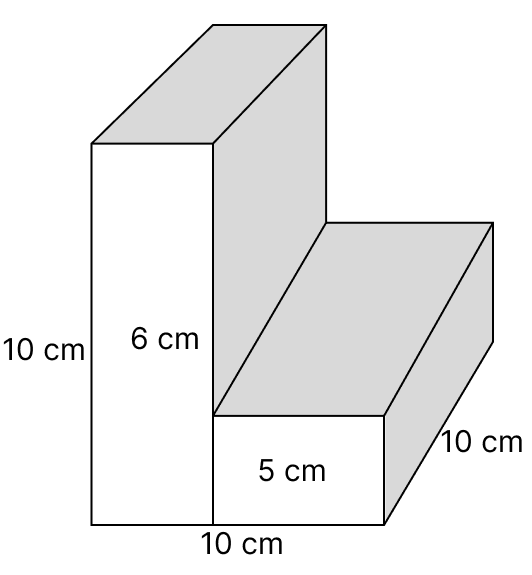 In the figure, four faces of the solid are shaded. The shaded area is. Volume and Surface Area of Solids, R.S. Aggarwal Mathematics Solutions ICSE Class 9.