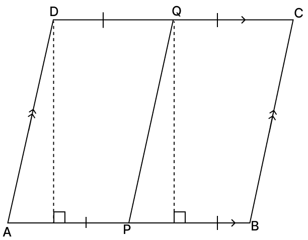 ABCD be a parallelogram in which P and Q are mid-points of AB and CD respectively. Quadrilaterals, R.S. Aggarwal Mathematics Solutions ICSE Class 9.